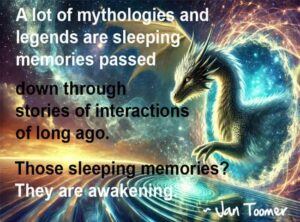 A colorful outer space view with a dragon breaching through a dimensional rift